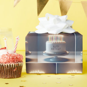 Birthday Cake With Many Candles Wrapping Paper