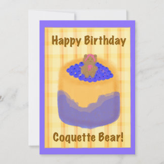 Birthday Cake with Party Bear Themed Birthday Card