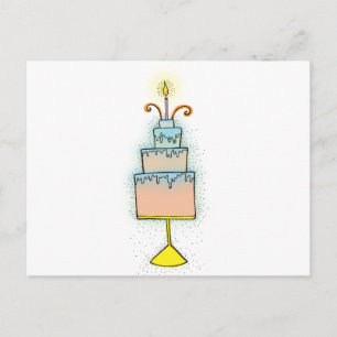 BIRTHDAY cake with twirly curly candles Postcard