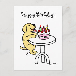 Birthday Cake Yellow Labrador Cartoon Postcard