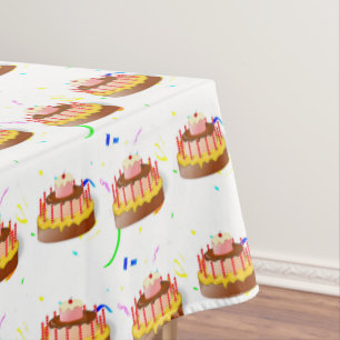 birthday cakes party themed tablecloth