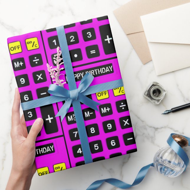 Birthday Calculator on Pink Wrapping Paper (Gifting)