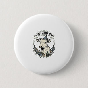 Birthday Calf Illustration Vintage Engraving Flora 6 Cm Round Badge