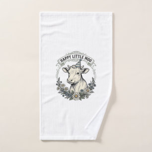 Birthday Calf Illustration Vintage Engraving Flora Hand Towel