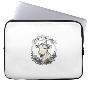 Birthday Calf Illustration Vintage Engraving Flora Laptop Sleeve