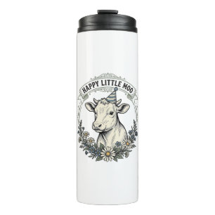 Birthday Calf Illustration Vintage Engraving Flora Thermal Tumbler