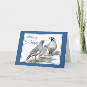 Birthday, California Quail, Bird, Nature, Gardens Card
