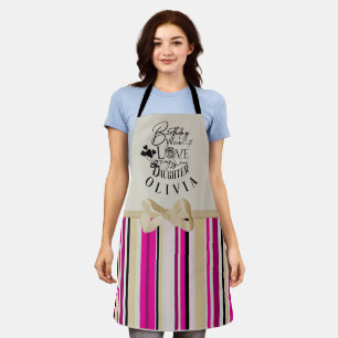 Birthday Calligraphy Custom Name Minimalist Hearts Apron