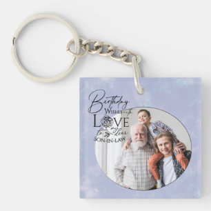 Birthday Calligraphy Photo Design For Son In Law Key Ring