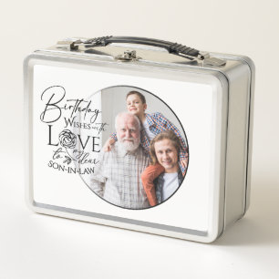 Birthday Calligraphy Photo Design For Son In Law Metal Lunch Box