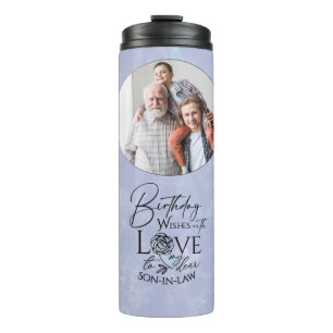 Birthday Calligraphy Photo Design For Son In Law Thermal Tumbler