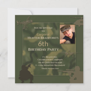 Birthday Camouflage Invitation, Insert Age/Photo Invitation