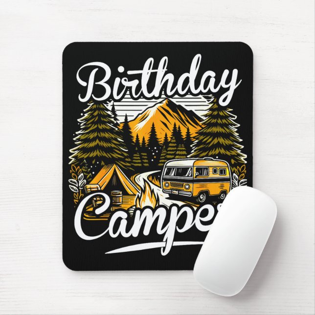 Birthday Camper Camping Camper Lover Mouse Mat (With Mouse)
