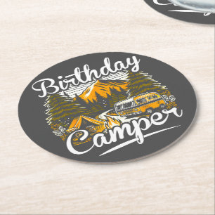 Birthday Camper Camping Camper Lover Round Paper Coaster