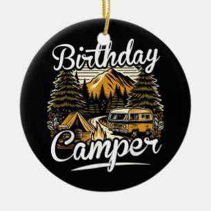 Birthday Camper Camping Ceramic Tree Decoration