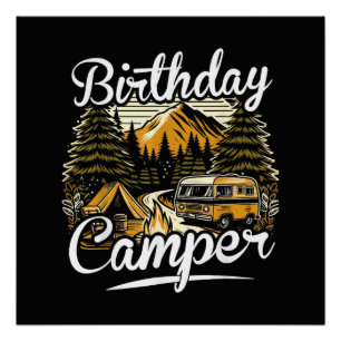 Birthday Camper Camping Poster