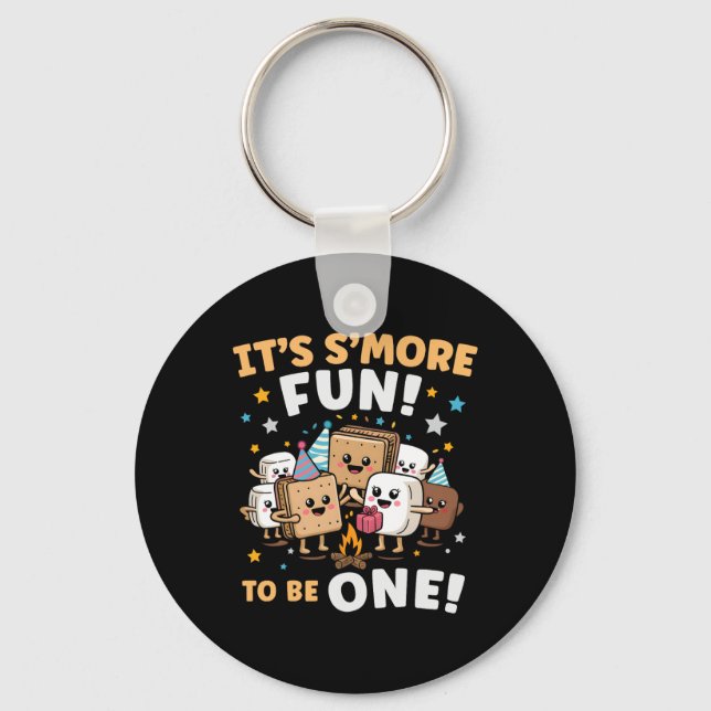 Birthday Campfire Marshmallow It's S'more Fun Bein Key Ring (Front)