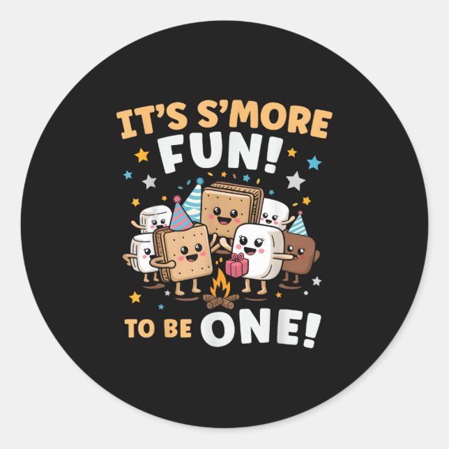 Birthday Campfire Marshmallow Its Smore Fun Being  Classic Round Sticker (Front)