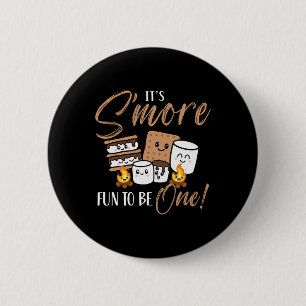 Birthday Campfire Marshmallow It's S'more Fun To B 6 Cm Round Badge