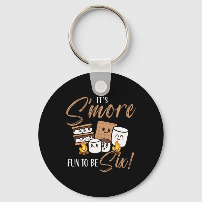 Birthday Campfire Marshmallow It's S'more Fun To B Key Ring (Front)