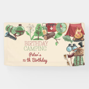 Birthday camping nature hiking for kids banner