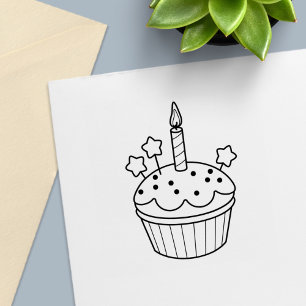 Birthday Candle Cupcake Colour Me Self-inking Stamp