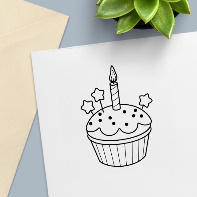 Birthday Candle Cupcake Colour Me Self-inking Stamp (Creator Uploaded)