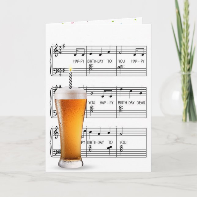Birthday Candle In Beer Glass Card (Front)