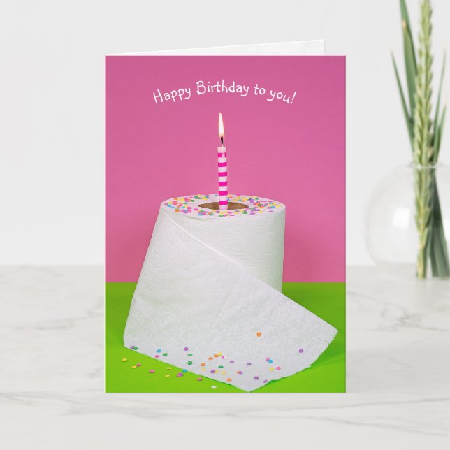 birthday candle in toilet paper card (Front)