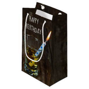 Birthday Candle in Whiskey Shot Glass Small Gift Bag