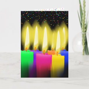 Birthday Candles and Confetti On Black Card