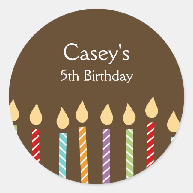 Birthday Candles Favour Stickers (Front)
