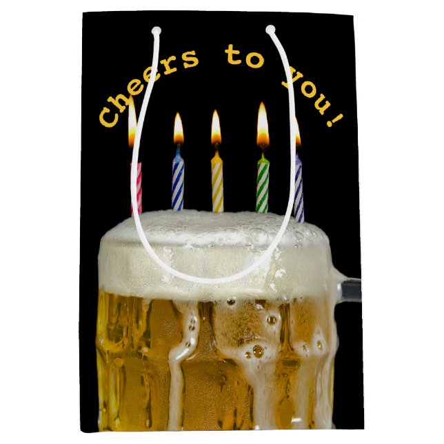 Birthday Candles In Beer Medium Gift Bag (Front)