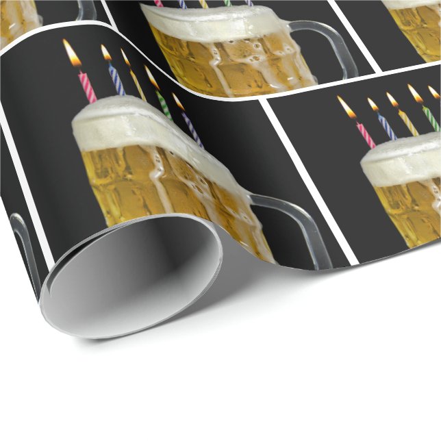 birthday candles in beer mug wrapping paper (Roll Corner)