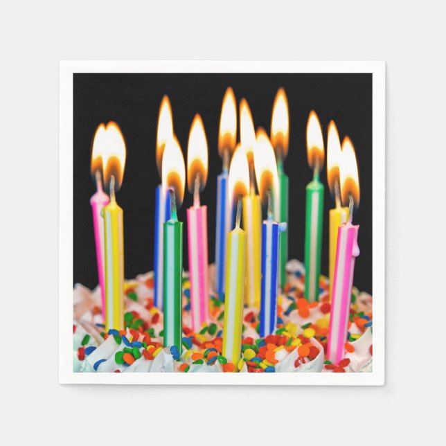 Birthday Candles On Cake Napkin (Front)