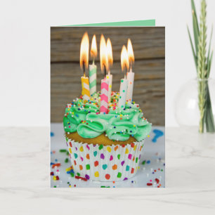 Birthday candles on cupcake card
