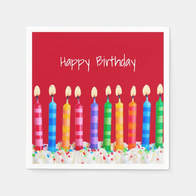 Birthday Candles on Red Napkin (Front)