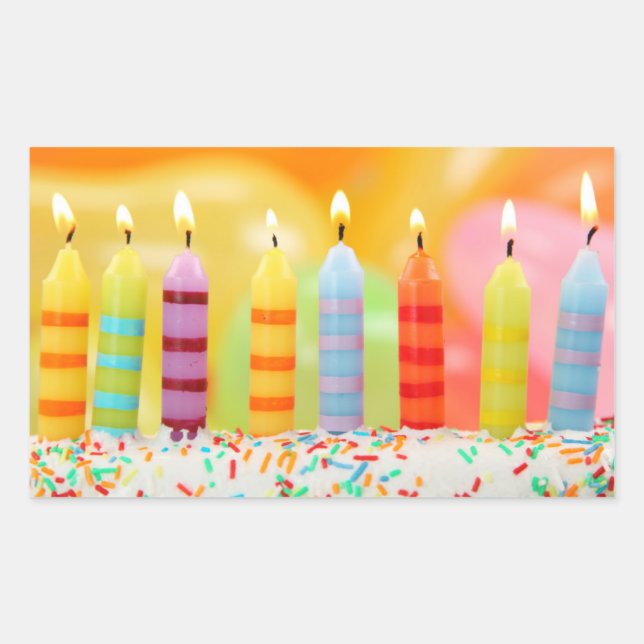 Birthday Candles Rectangular Sticker (Front)