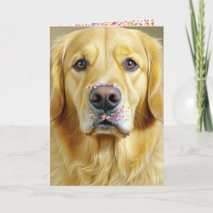 Birthday Candy Sprinkles On a Golden Retriever Card