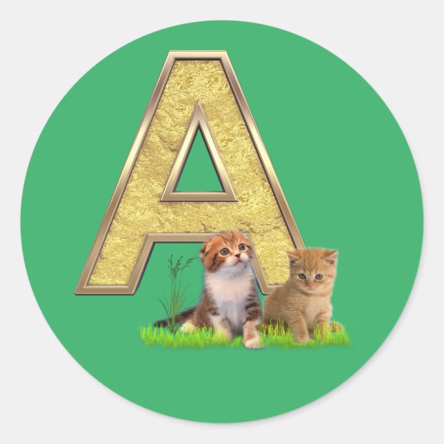 Birthday-Capital Monogram -letter A Classic Round Sticker (Front)