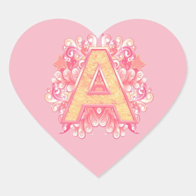 Birthday-Capital Monogram -letter A Heart Sticker (Front)