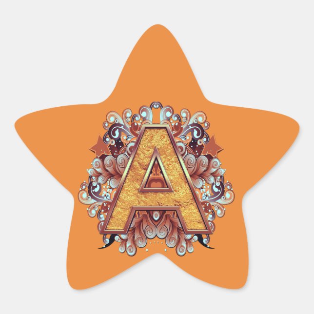 Birthday-Capital Monogram -letter A Star Sticker (Front)