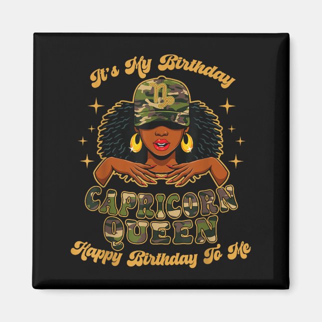 Birthday Capricorn Queen Camo Black Woman African  Magnet (Front)
