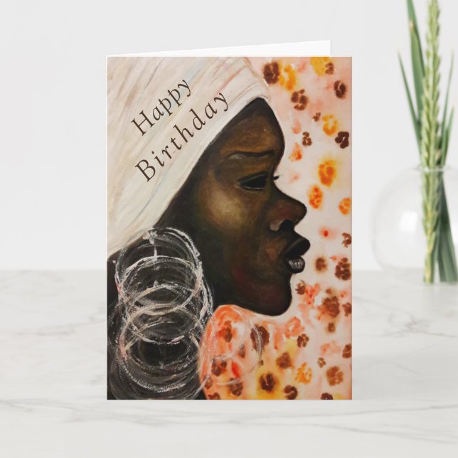 Birthday Card African Beauty Woman Painting (Front)