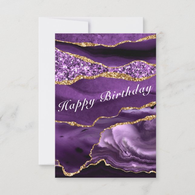 Birthday Card Agate Purple Gold (Front)