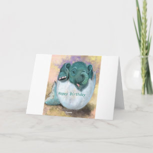 Birthday Card Baby Elephant Hatching From Egg