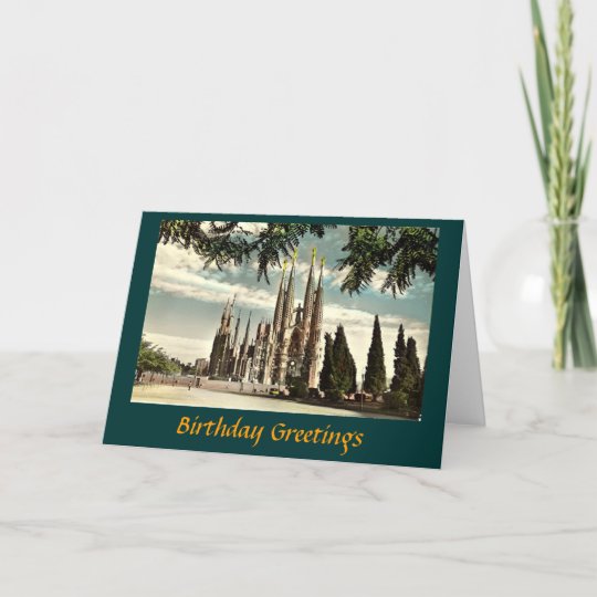 Barcelona Spain Personalised Birthday Greetings Card