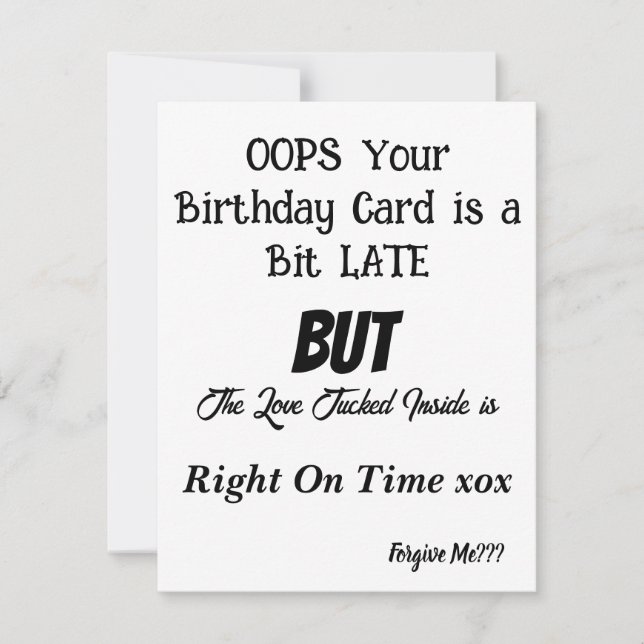 Birthday Card Belated Birthday Card FUNNY CARD (Front)