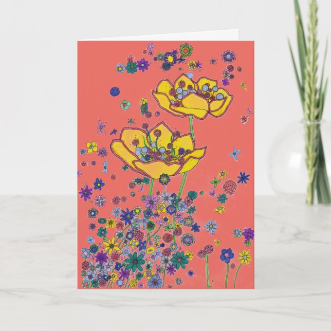 Birthday Card - Big Yellow Flowers (Front)