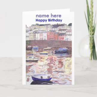 Birthday card, Brixham Harbour Devon UK Card